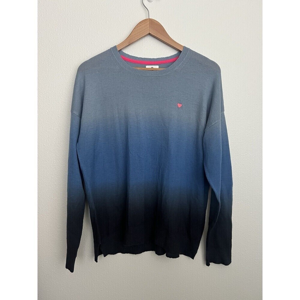 Sundry Ombre Tie Dye Blue Black 2 M Crewneck Sweater Merino Wool Cashmere Blend